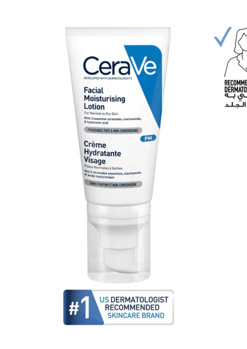 Cerave PM Moisturizing Lotion Night For Normal To Dry Skin With Hyaluronic Acid, Niacinamide And Ceramides 52 Ml