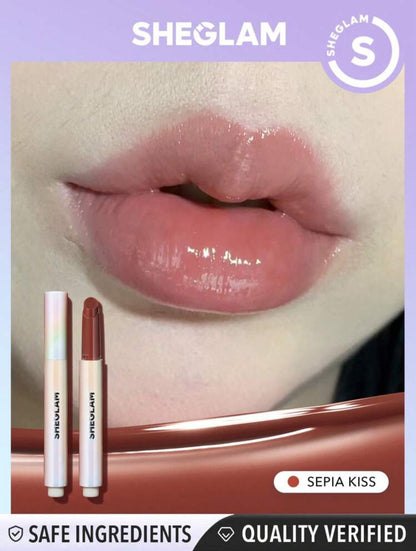 SHEGLAM Pout-Perfect Shine Lip Plumper-Walk On The Beach Moisturizing Plumping Solid Lip Gloss Non-Stick Nourishing Lip Plumping Serum Coconut Oil Lipstick Lip Cosmetics Black Friday Sale Brown Lip Plumper