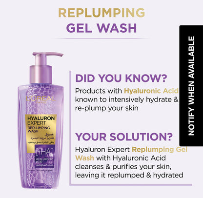 L'Oreal Paris Hyaluron Expert Replumping Purifying Gel Wash 200 ML