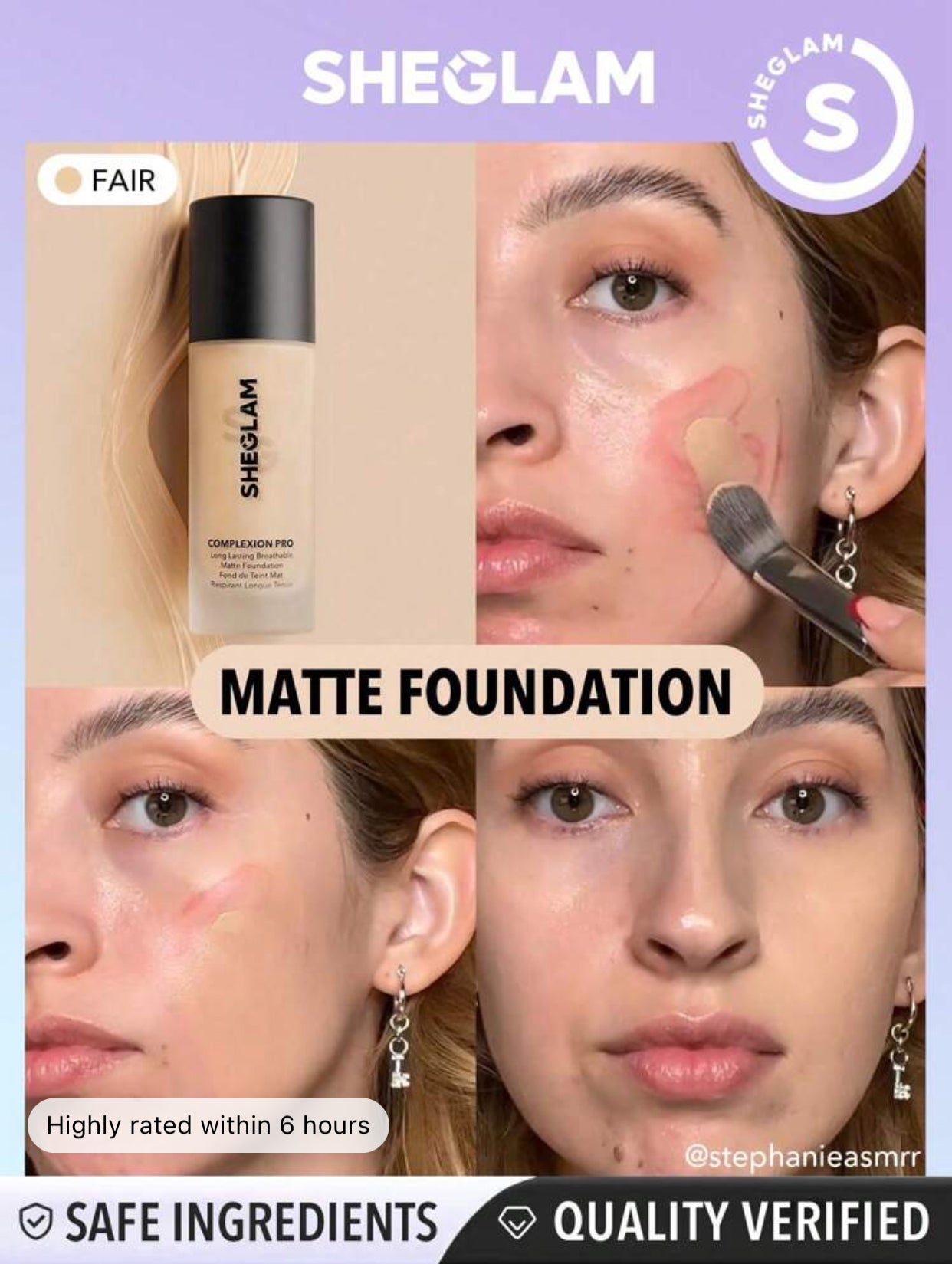 SHEGLAM Complexion Pro Long Lasting Breathable Matte Foundation-Nude Matte Sweat-proof Foundation Oil Control Full Coverage Pore-less Concealer Waterproof Flawless Non-Fading Weightless Liquid Foundation Black Friday Winter Foundation