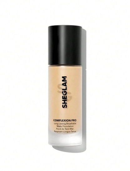 SHEGLAM Complexion Pro Long Lasting Breathable Matte Foundation-Nude Matte Sweat-proof Foundation Oil Control Full Coverage Pore-less Concealer Waterproof Flawless Non-Fading Weightless Liquid Foundation Black Friday Winter Foundation