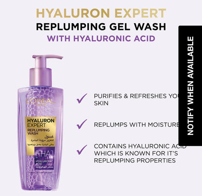 L'Oreal Paris Hyaluron Expert Replumping Purifying Gel Wash 200 ML