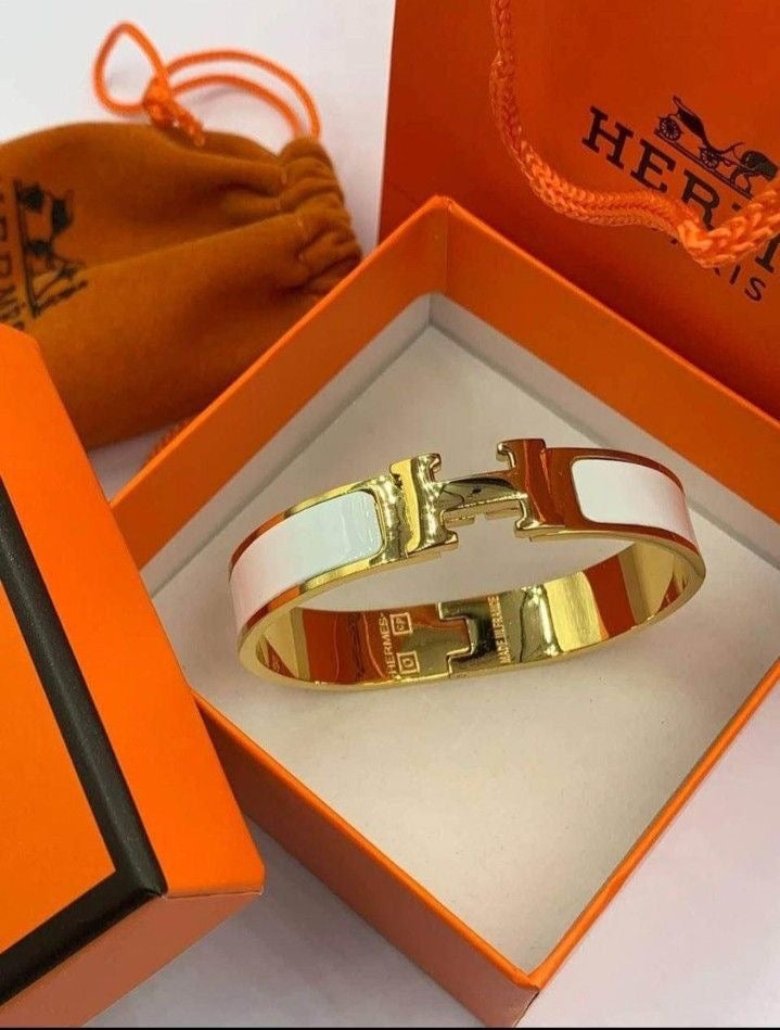 Hermes Gold & White Bracelet