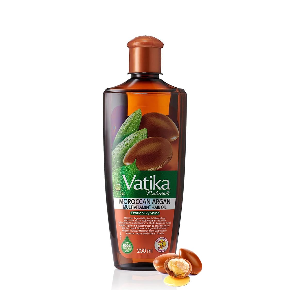 Vatika Naturals Argan Enriched Hair Oil - 200ml | Multivitamin A, E & F | Brilliant Shines, Non-Greasy Formula | For Moisture Soft Hair